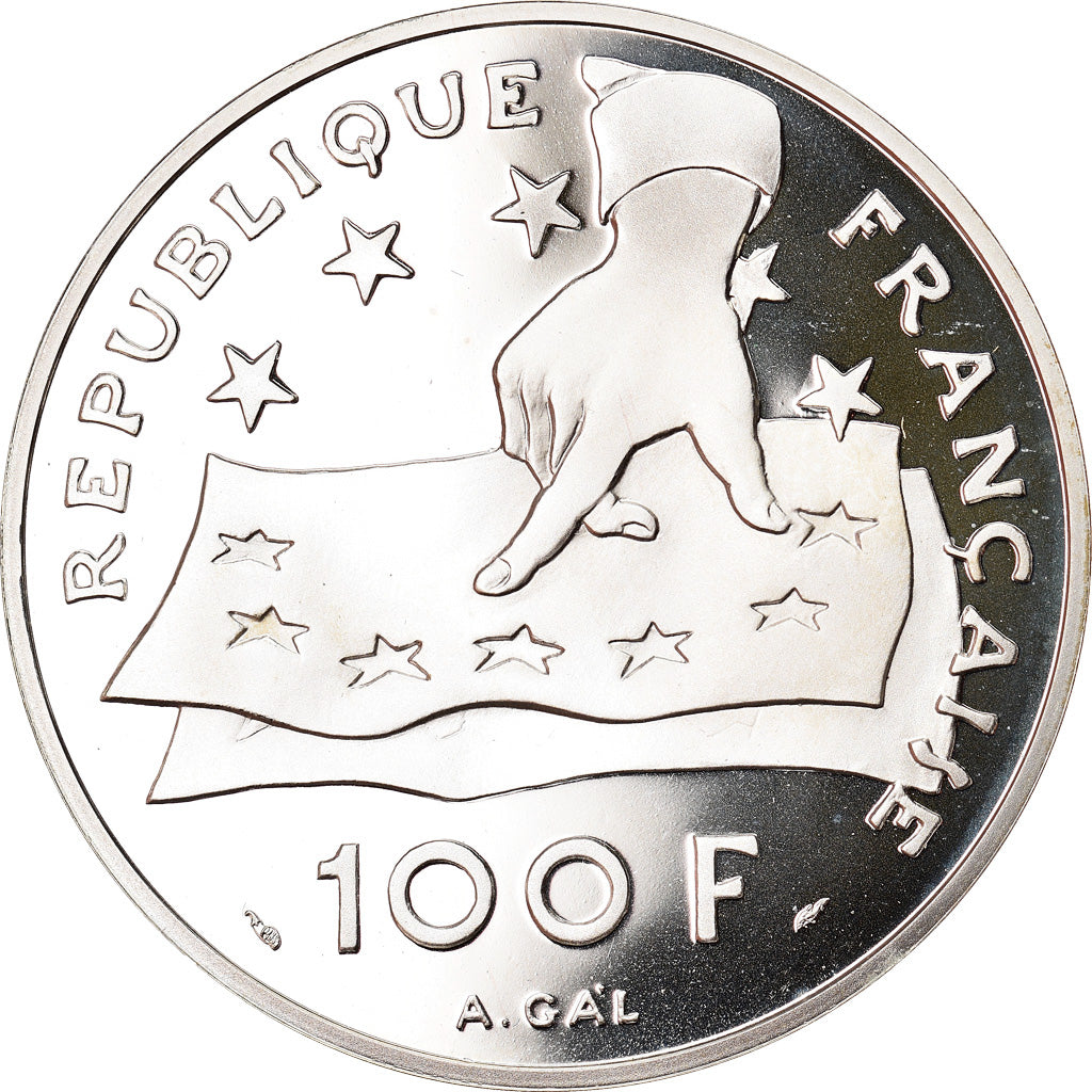Monnaie, France, Rene Descartes, 100 Francs-15 Ecus, 1991, Proof, FDC, Argent