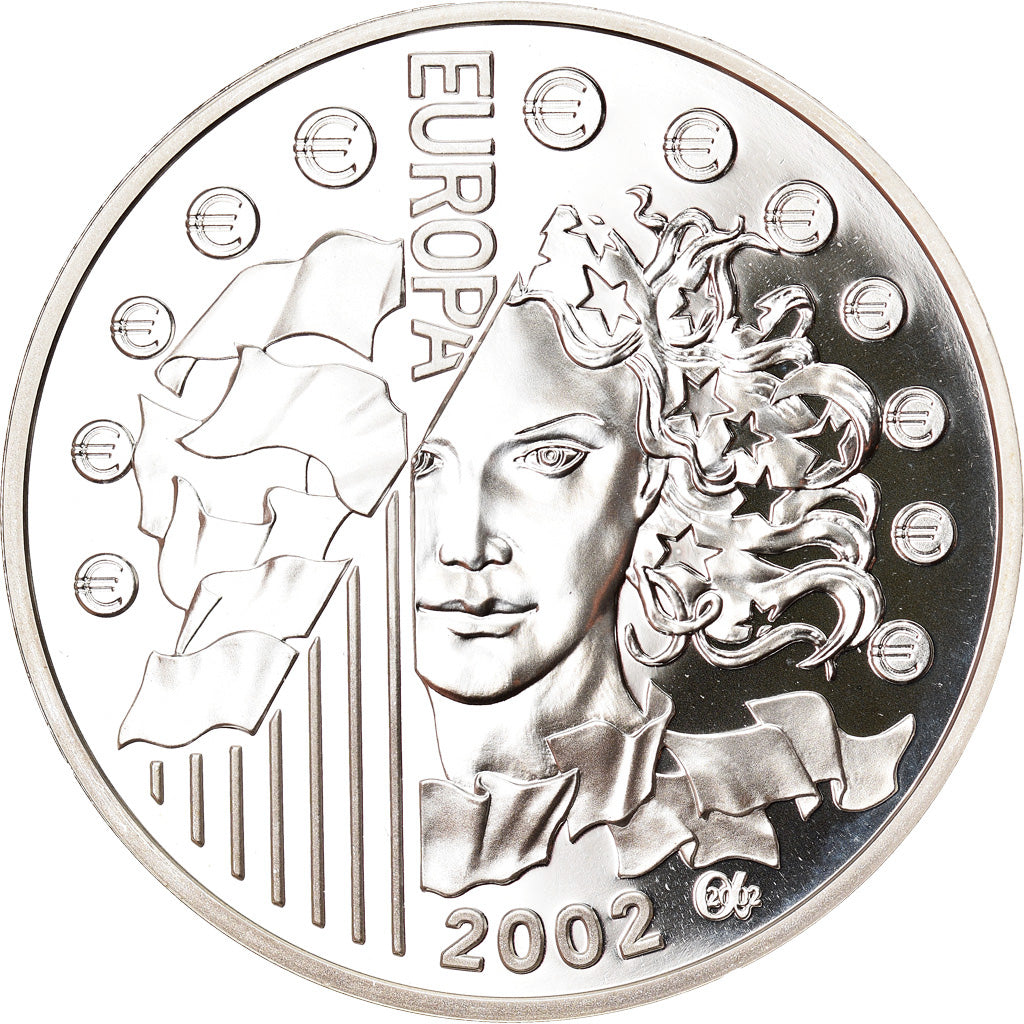 France, 1-1/2 Euro, Europa, 2002, Paris, Proof, MS(65-70), Silver, KM:1301
