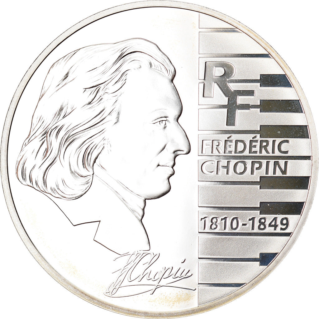 France, 1-1/2 Euro, Fryderyk Chopin, 2005, Paris, Proof, MS(65-70), Silver