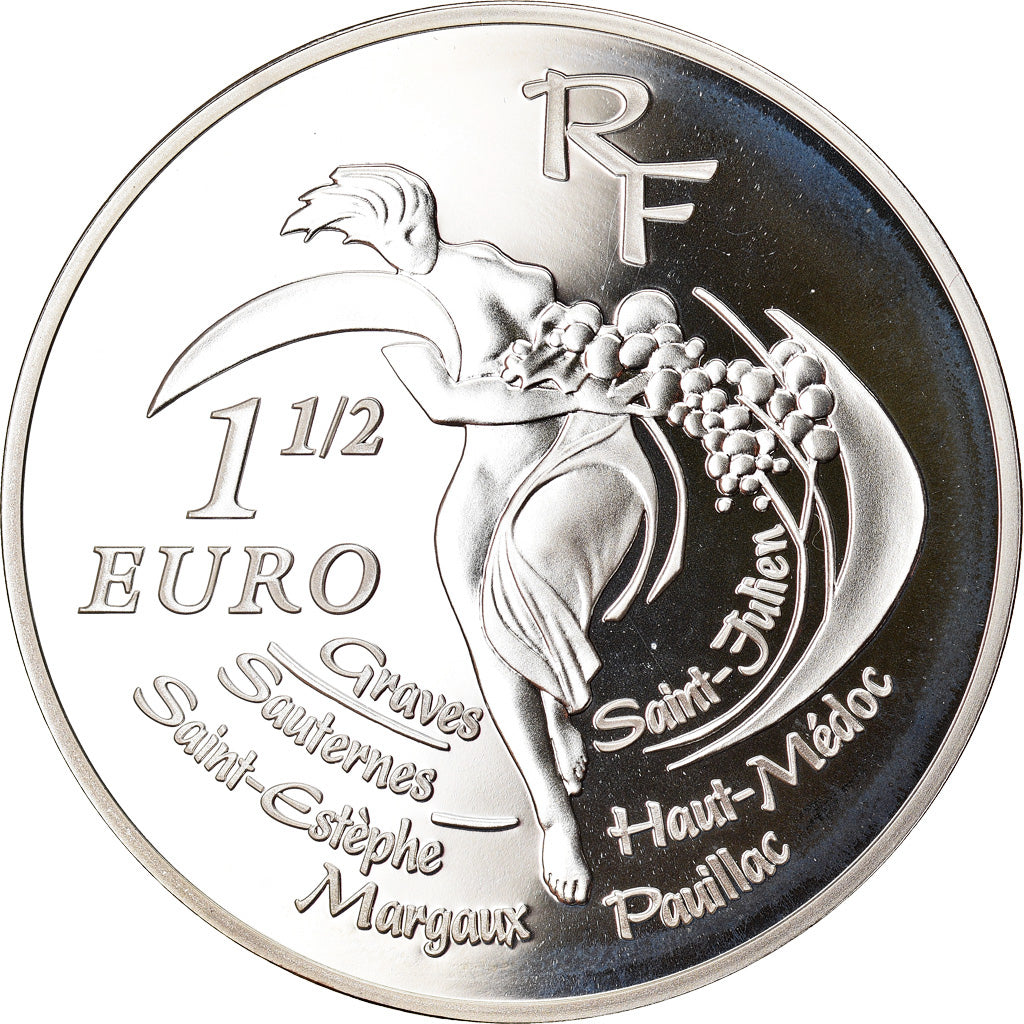 Francia, 1-1/2 Euro, Bordeaux Wines, 2005, Paris, Proof, FDC, Argento, KM:1440