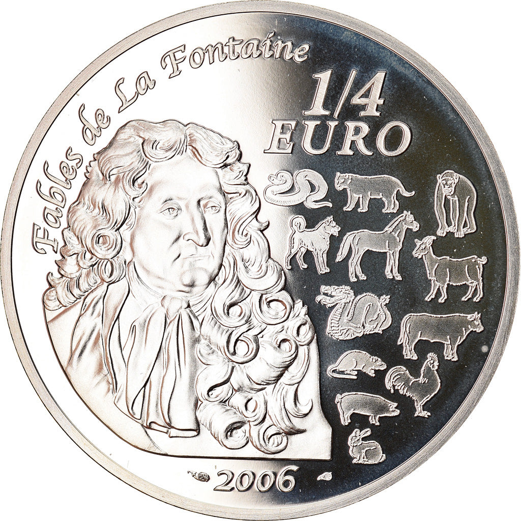 Frankreich, 1/4 Euro, Jean de la Fontaine, 2006, Paris, Proof, STGL, Silber