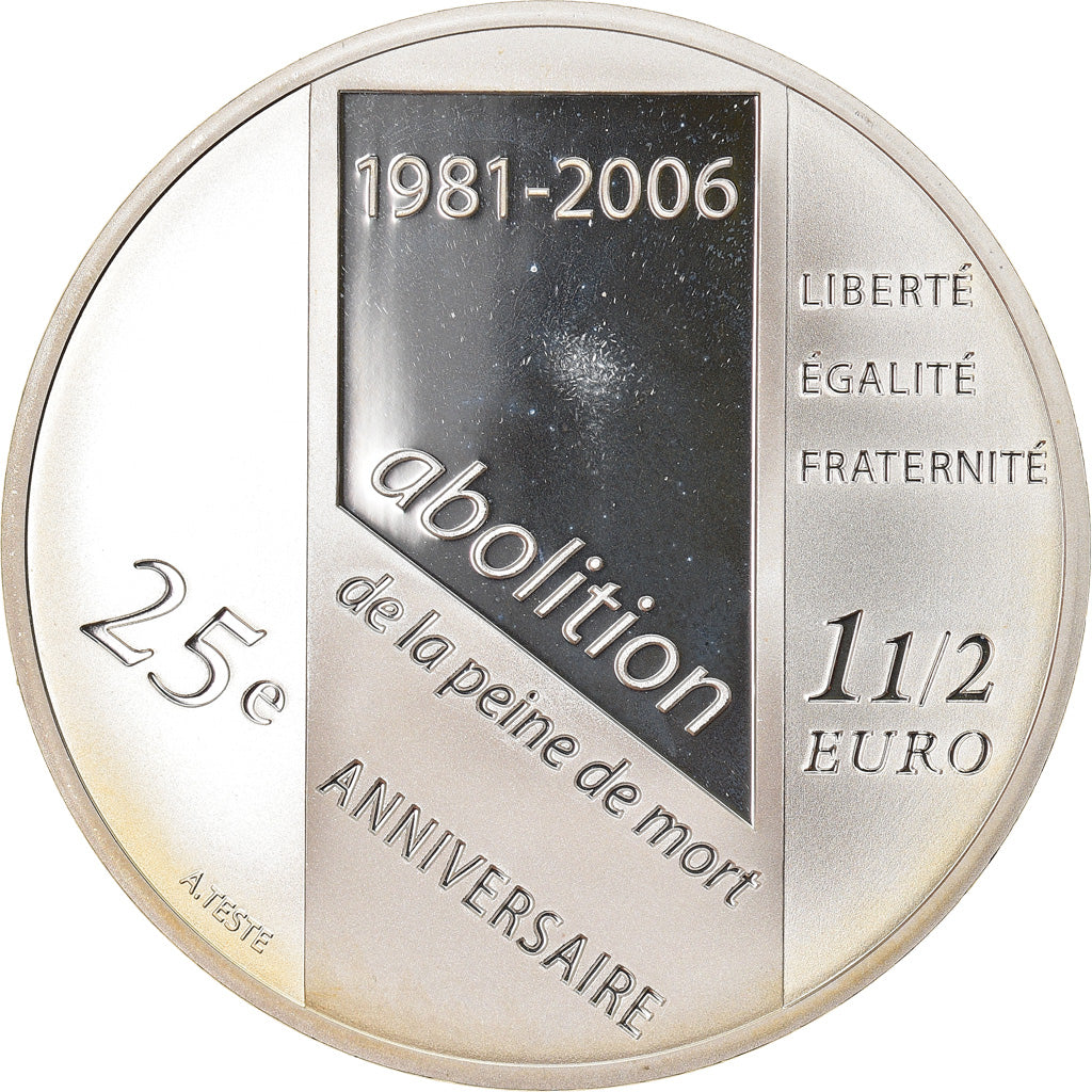 France, 1-1/2 Euro, Death Penalty, 2006, Paris, Proof, FDC, Argent, KM:2055
