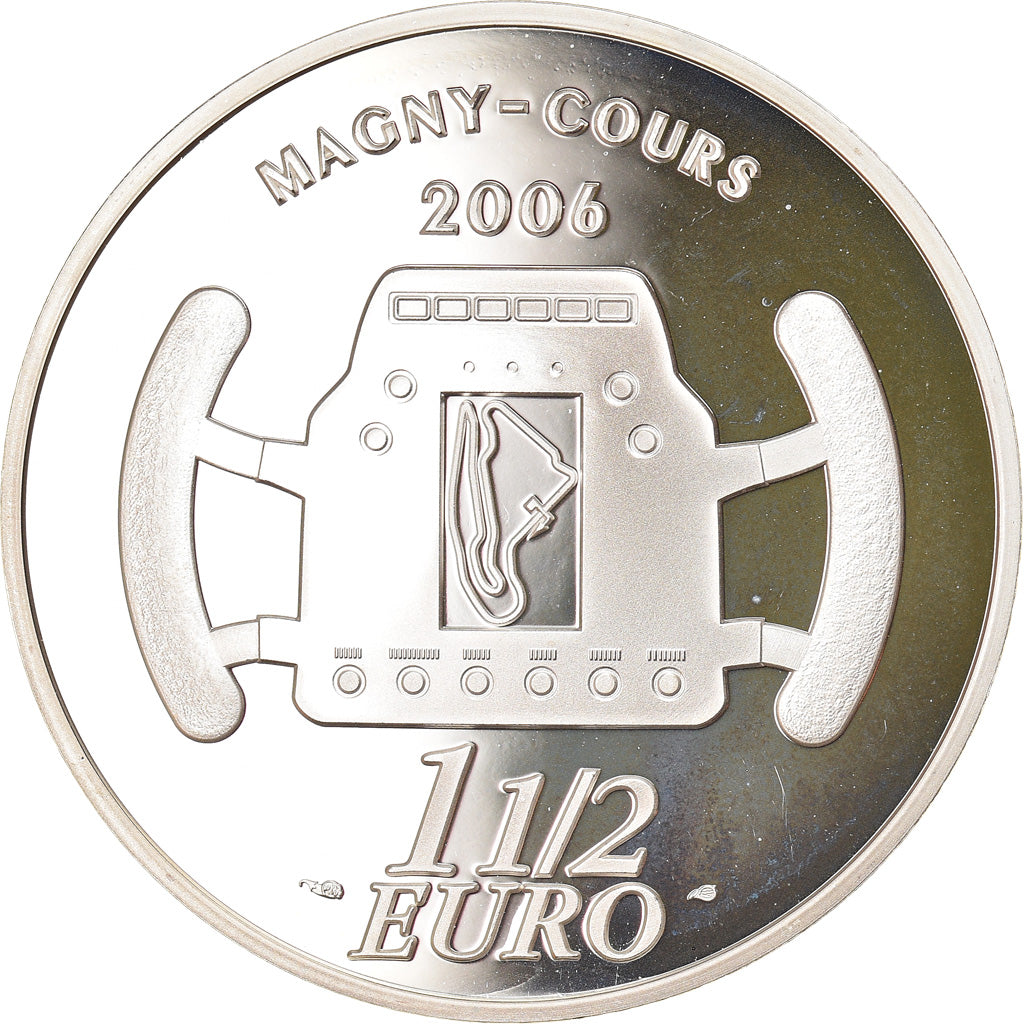 France, 1-1/2 Euro, Formula 1 - Grand Prix, 2006, Paris, Proof, FDC, Argent