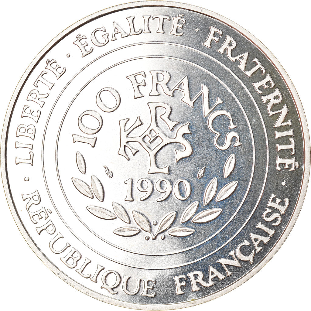 Moneta, Francia, Charlemagne, 100 Francs, 1990, Proof, FDC, Argento, KM:982