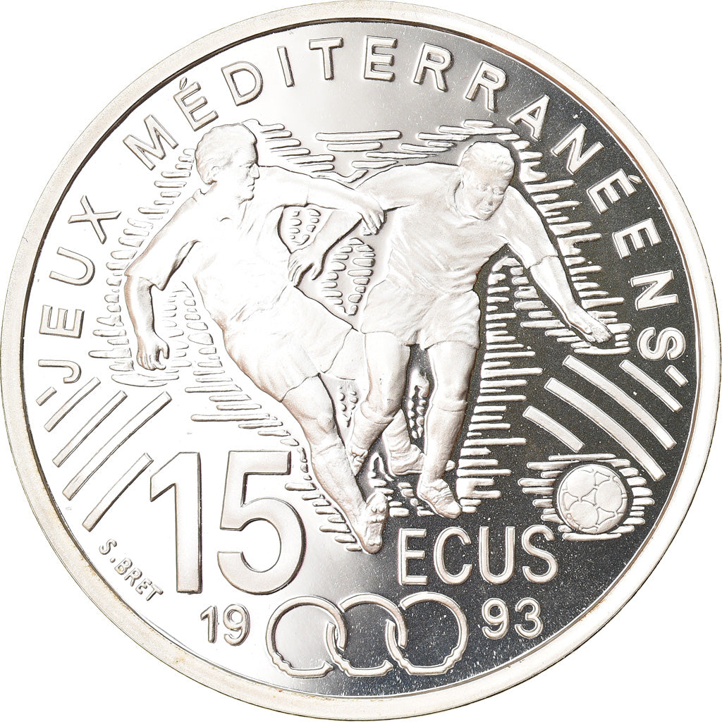 Coin, France, Mediterranean Games, 100 Francs-15 Ecus, 1993, Proof, MS(65-70)