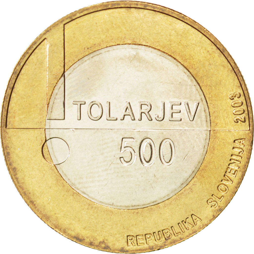 Coin, Slovenia, 500 Tolarjev, 2003, MS(63), Bi-Metallic, KM:50