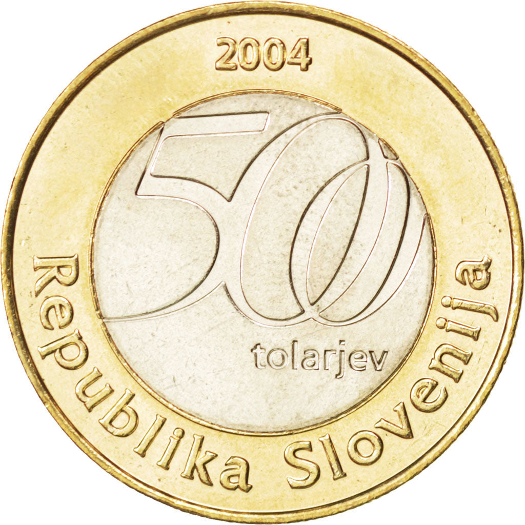 SLOVENIA, 500 Tolarjev, 2004, KM #57, MS(63), Bi-Metallic, 28, 8.65