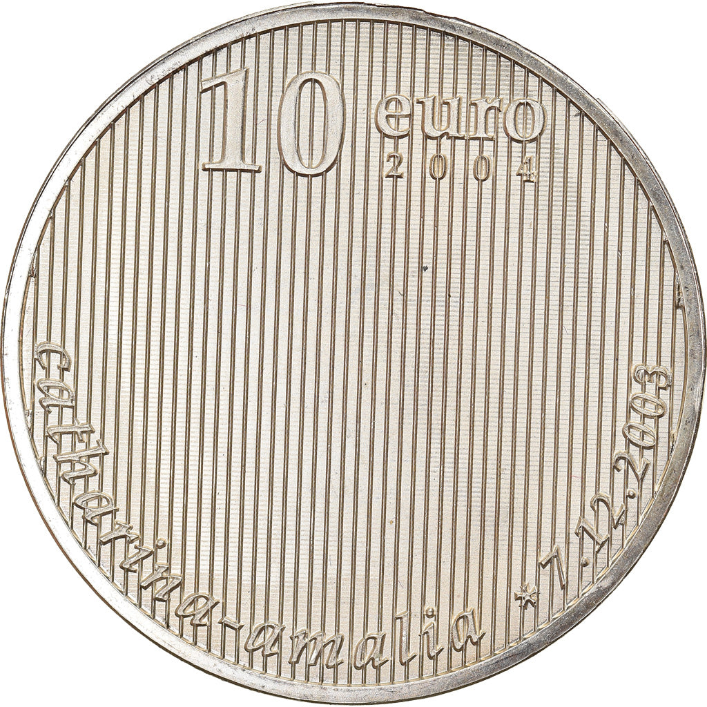 Países Bajos, 10 Euro, Birth of Princess Catharina Amalia, 2004, SC, Plata