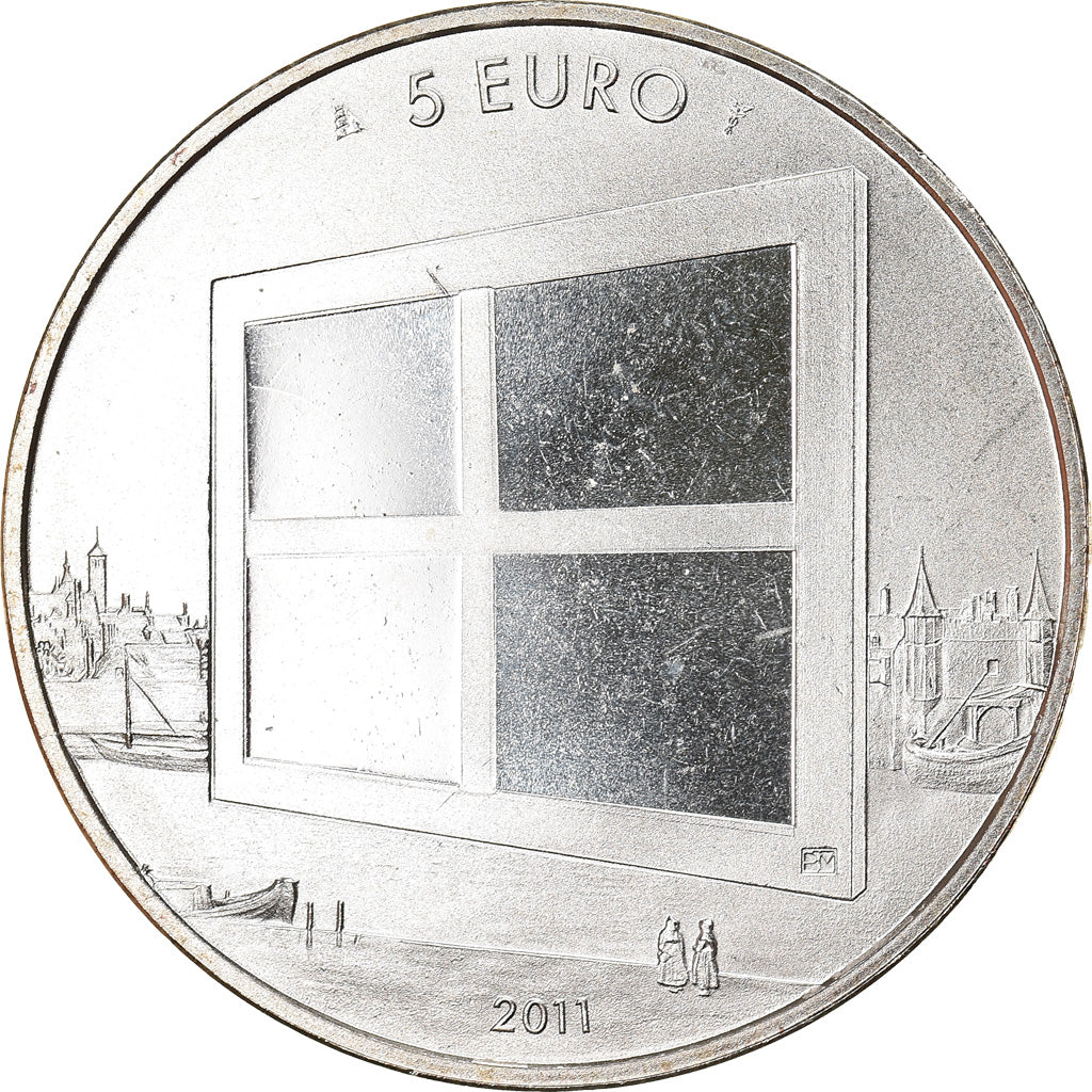Países Baixos, 5 Euro, Schilderkunst, 2011, MS(64), Cobre Revestido a Prata