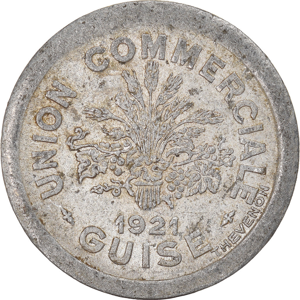 Moneda, Francia, Union Commerciale, Guise, 5 Centimes, 1921, MBC, Aluminio