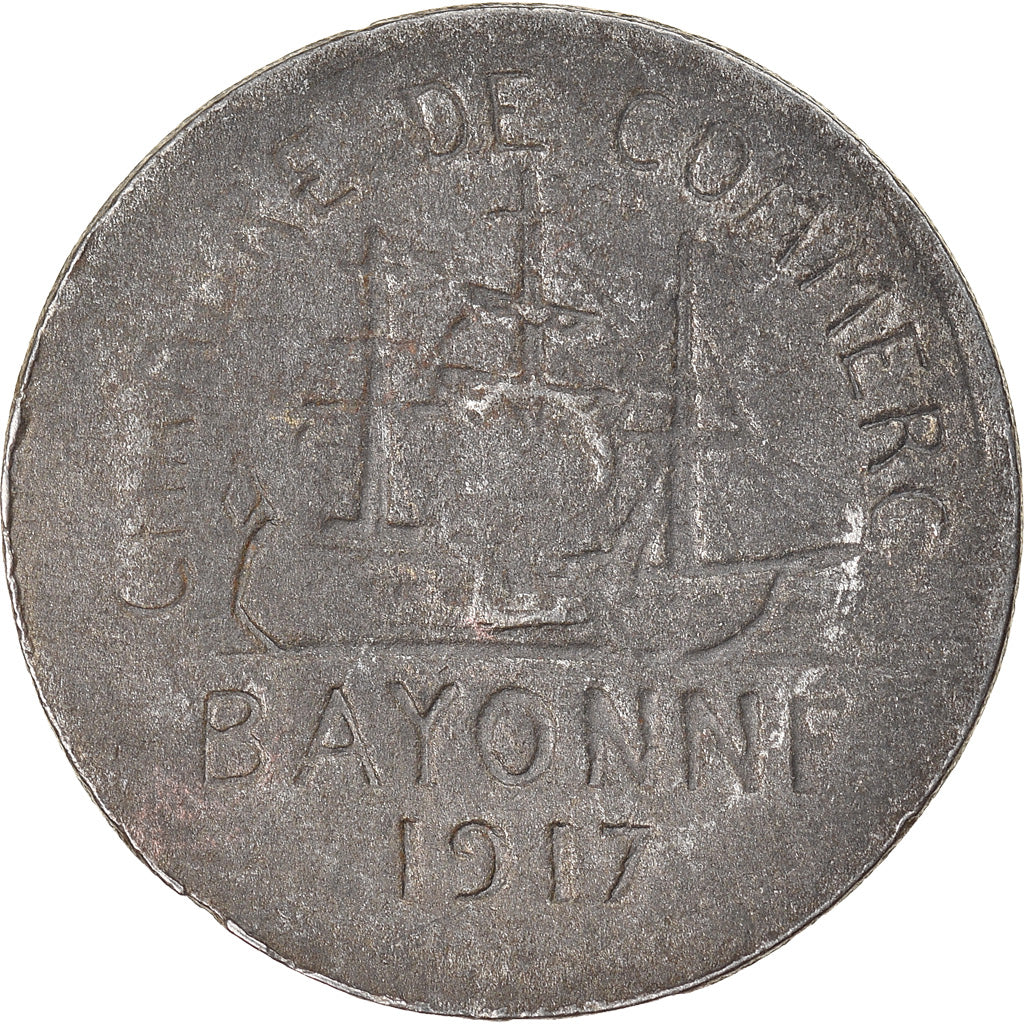 Moneta, Francja, Chambre de Commerce, Bayonne, 5 Centimes, 1917, EF(40-45)