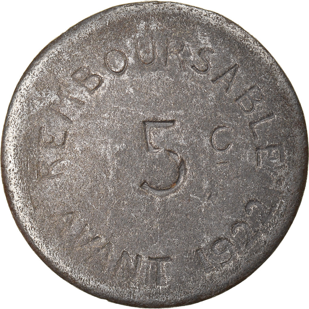 Moneta, Francja, Chambre de Commerce, Bayonne, 5 Centimes, 1917, EF(40-45)
