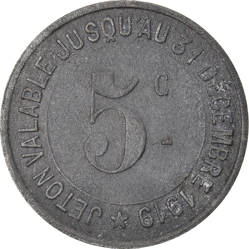Monnaie, France, Société des Mines, Carmaux, 5 Centimes, 1917, TTB, Zinc
