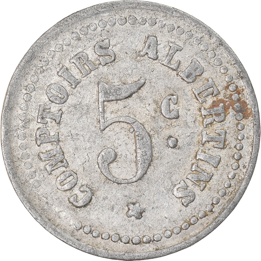 Monnaie, France, Comptoirs Albertins, Albert, 5 Centimes, TTB, Aluminium