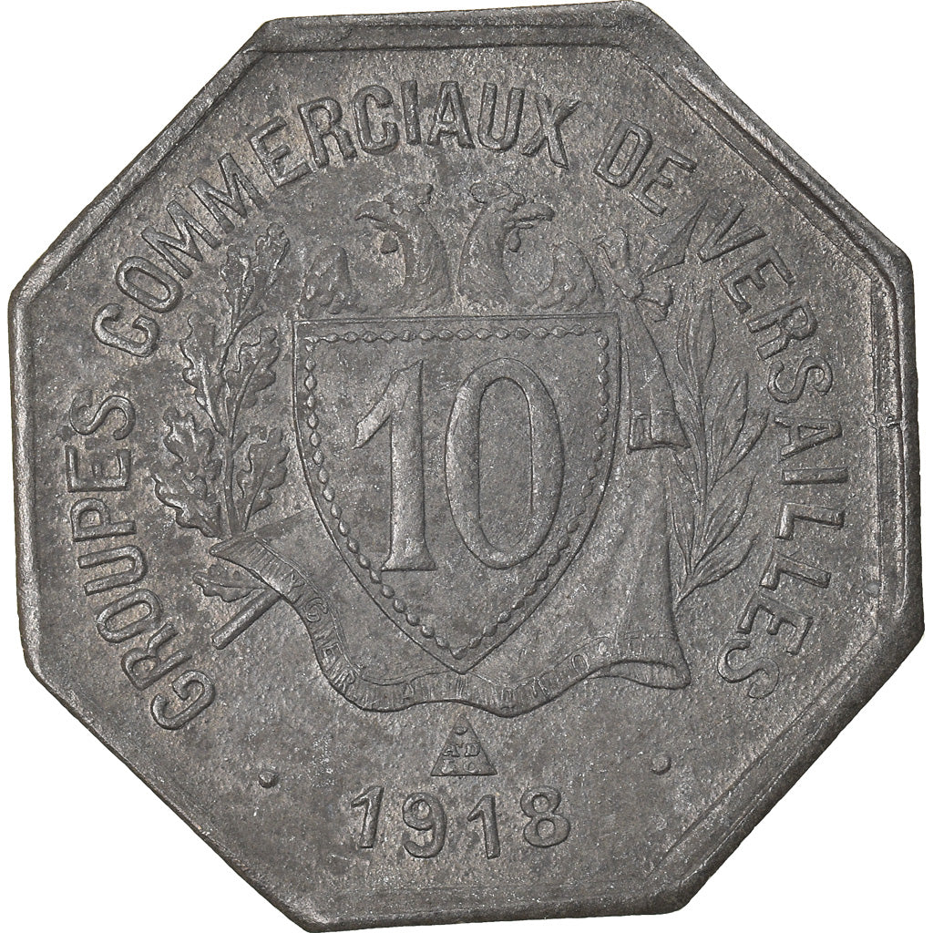 Moneta, Francia, Groupes Commerciaux, Versailles, 10 Centimes, 1918, BB, Nickel