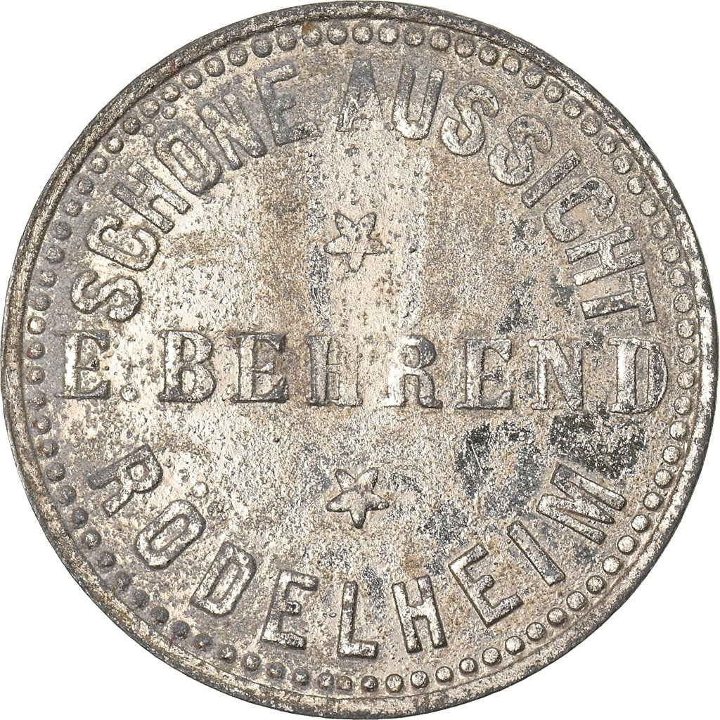 Germania, Token, Rodelheim, E. Behrend, Schone Aussicht, BB, Nickel plated zinc