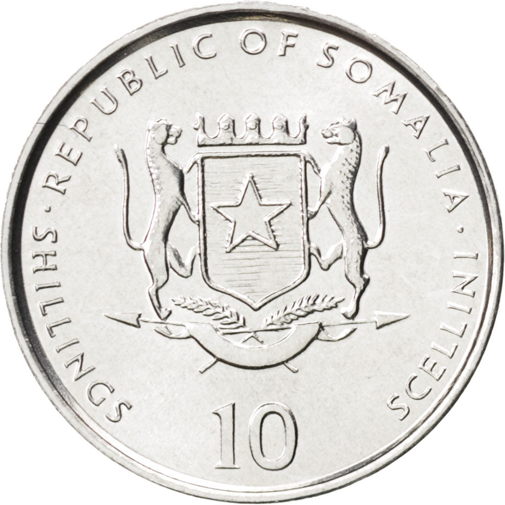 SOMALIA, 10 Shillings / Scellini, 2000, KM #46, MS(63), Aluminum, 21.9, 1.41