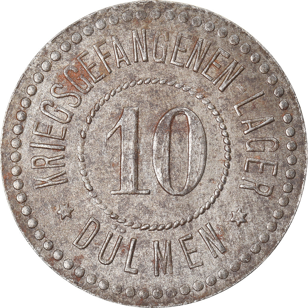 Munten, Duitsland, Kriegsgefangenenlager, Dülmen, 10 Pfennig, ZF, Iron
