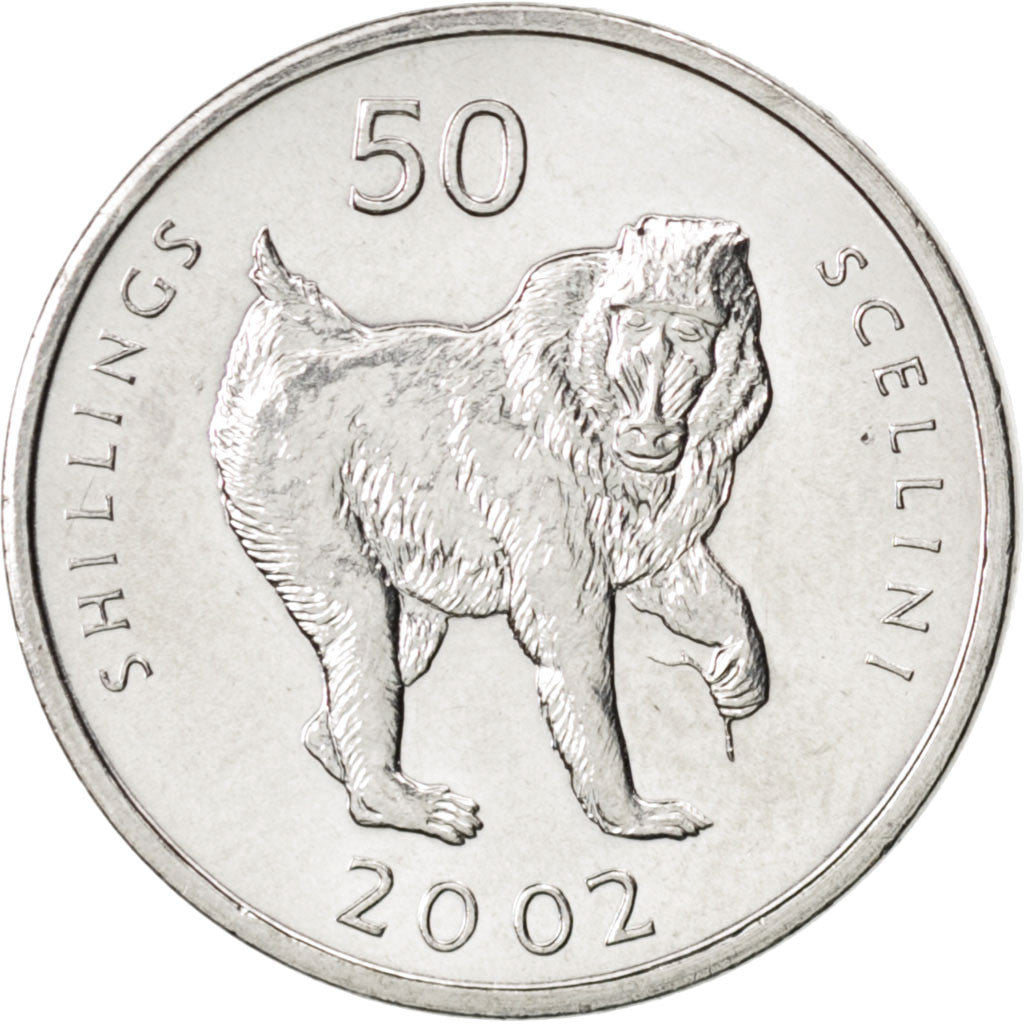 SOMALIA, 50 Shillings, 2002, KM #111, MS(63), Nickel Clad Steel, 21.9, 3.94