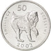 SOMALIA, 50 Shillings, 2002, KM #111, MS(63), Nickel Clad Steel, 21.9, 3.94