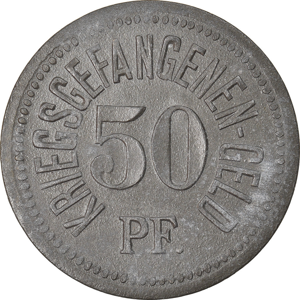 Munten, Duitsland, Kriegsgefangenenlager, Traunstein, 50 Pfennig, ZF, Zinc