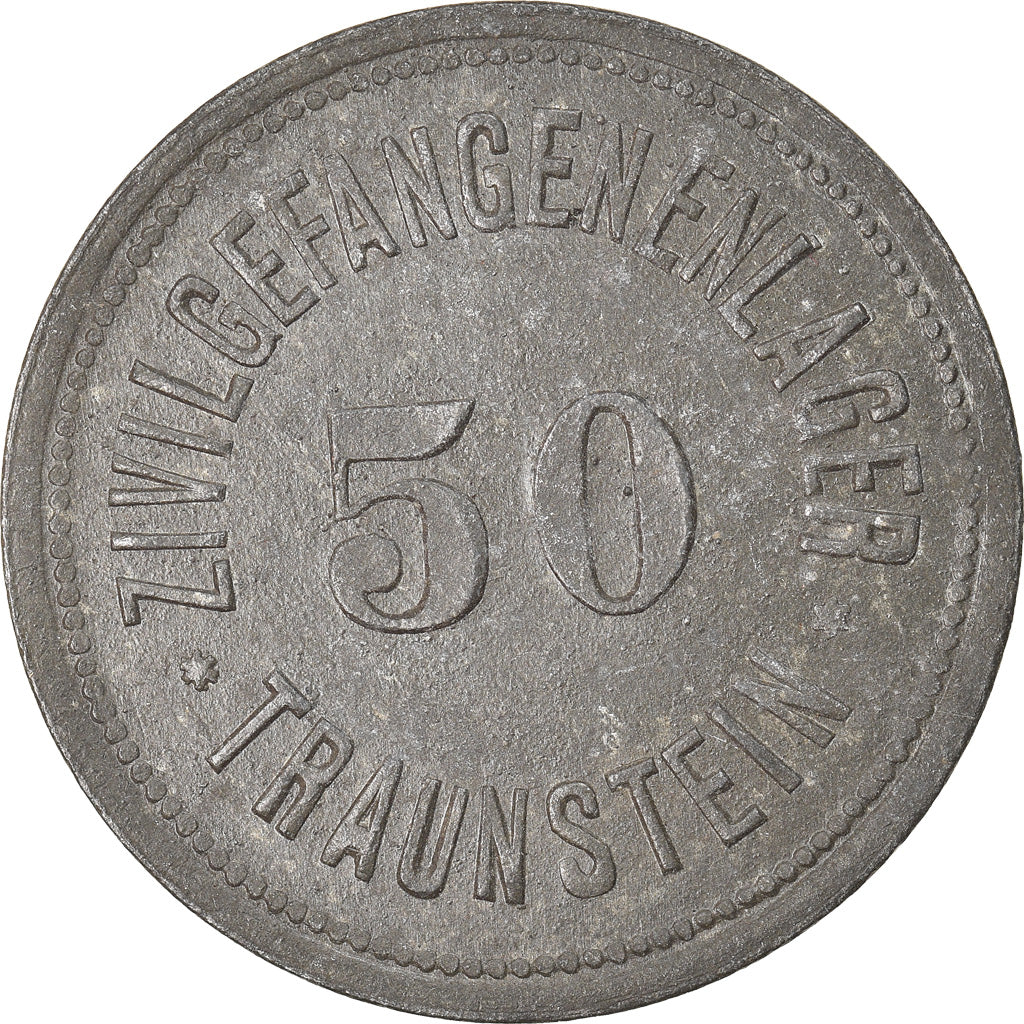 Munten, Duitsland, Kriegsgefangenenlager, Traunstein, 50 Pfennig, ZF, Zinc