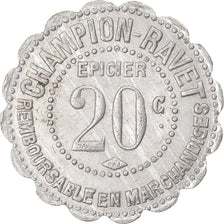 Monnaie, France, Épicerie Champion-Ravet, Chalon-sur-Saône, 20 Centimes, TTB+