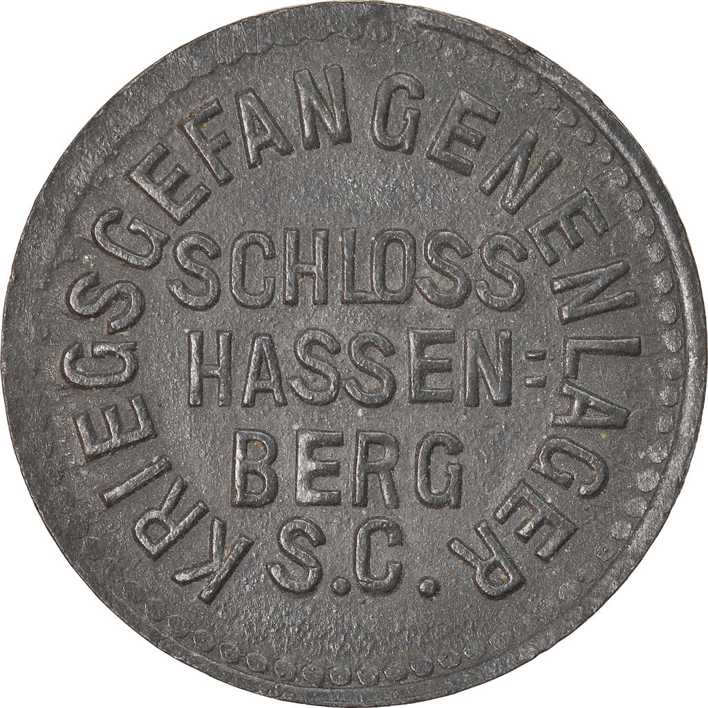 Moneta, Germania, Kriegsgefangenenlager, Hassenberg, 5 Pfennig, BB, Zinco
