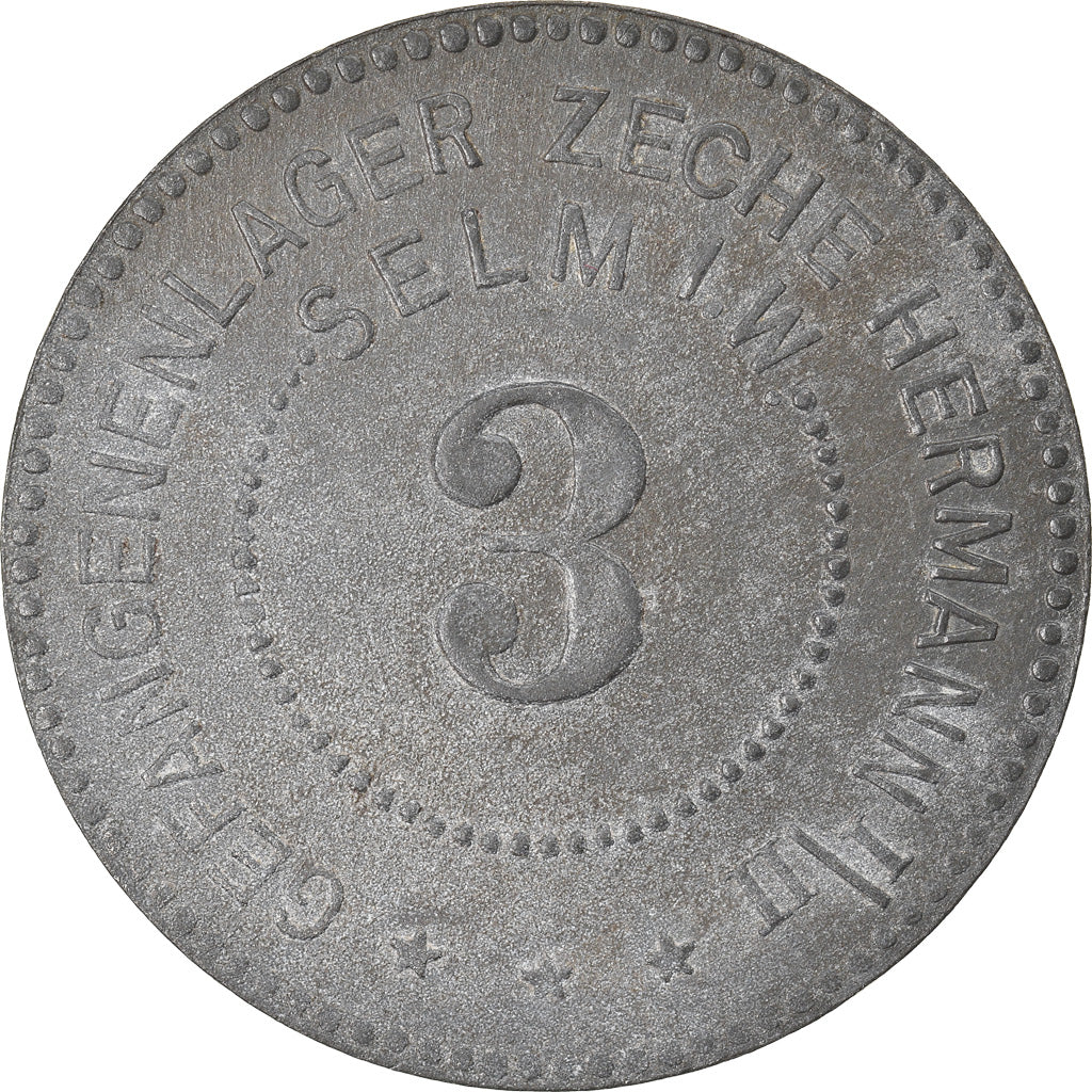 Monnaie, Allemagne, Gefangenenlager Zeche Hermann I/II, Selm, 3 Pfennig, TTB