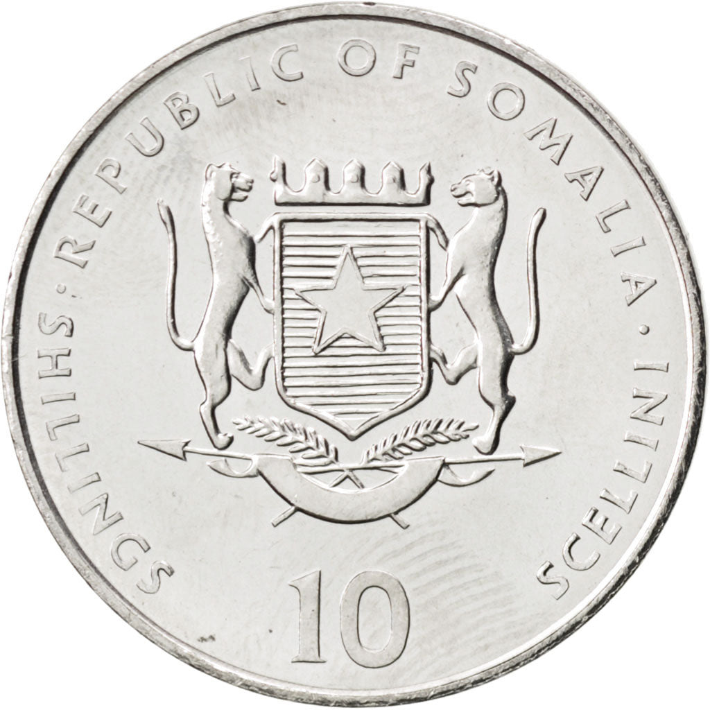 SOMALIA, 10 Shillings / Scellini, 2000, KM #91, MS(63), Nickel Clad Steel, 25,..