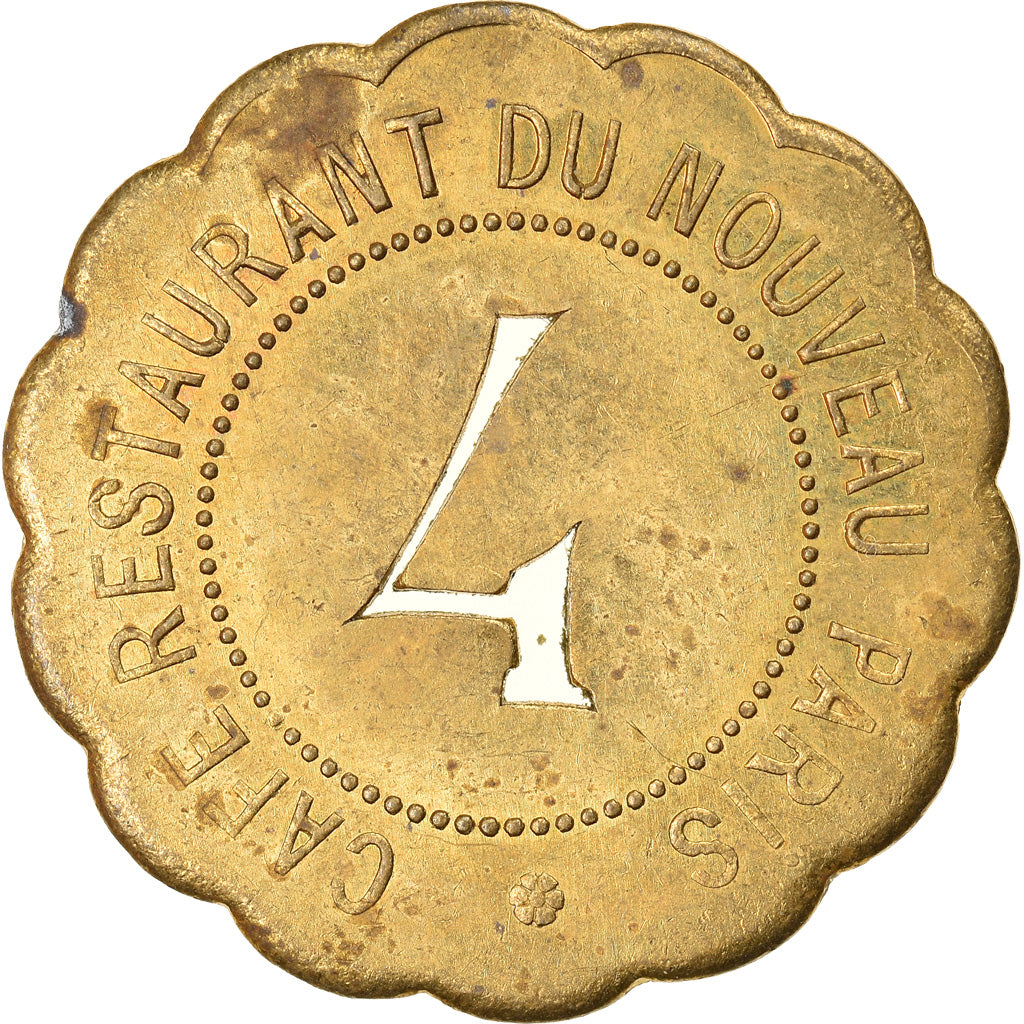Munten, Frankrijk, Café restaurant du nouveau Paris, Paris, 4 Francs, PR, Tin
