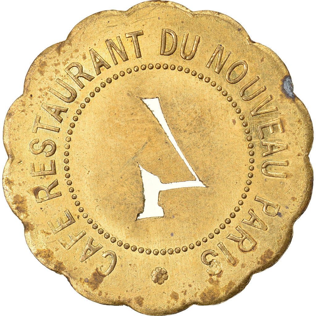 Munten, Frankrijk, Café restaurant du nouveau Paris, Paris, 4 Francs, PR, Tin
