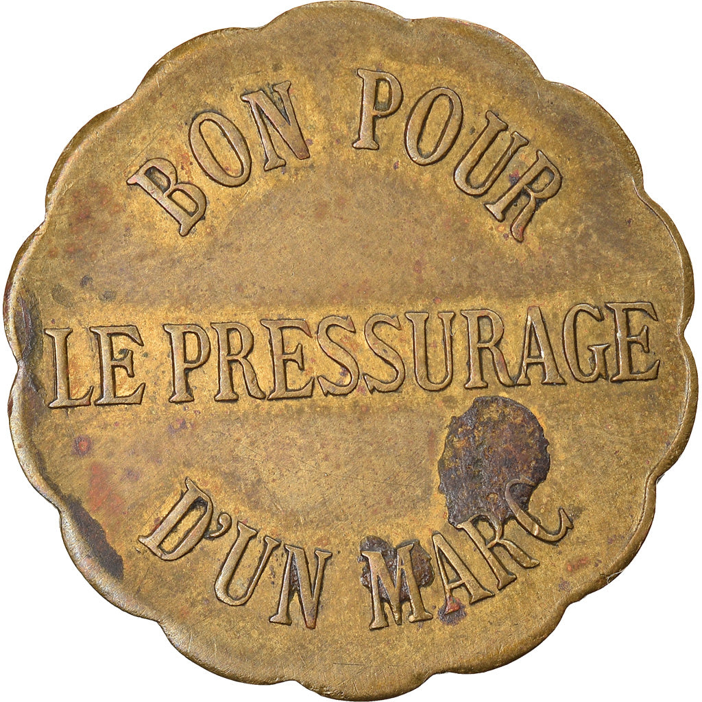 France, Jeton, Vendangeoir de Cramant, Bon pour un Pressurage d'un marc, 1880