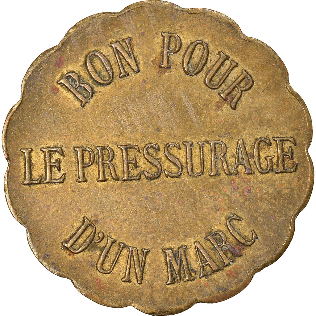 France, Jeton, Vendangeoir de Cramant, Bon pour un Pressurage d'un marc, 1880