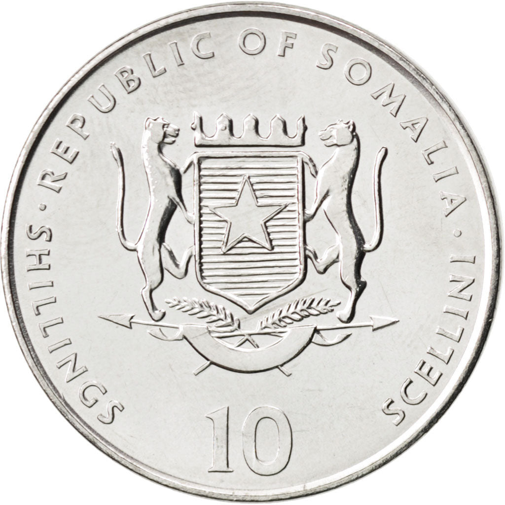 SOMALIA, 10 Shillings / Scellini, 2000, KM #92, MS(63), Nickel Clad Steel, 25,..