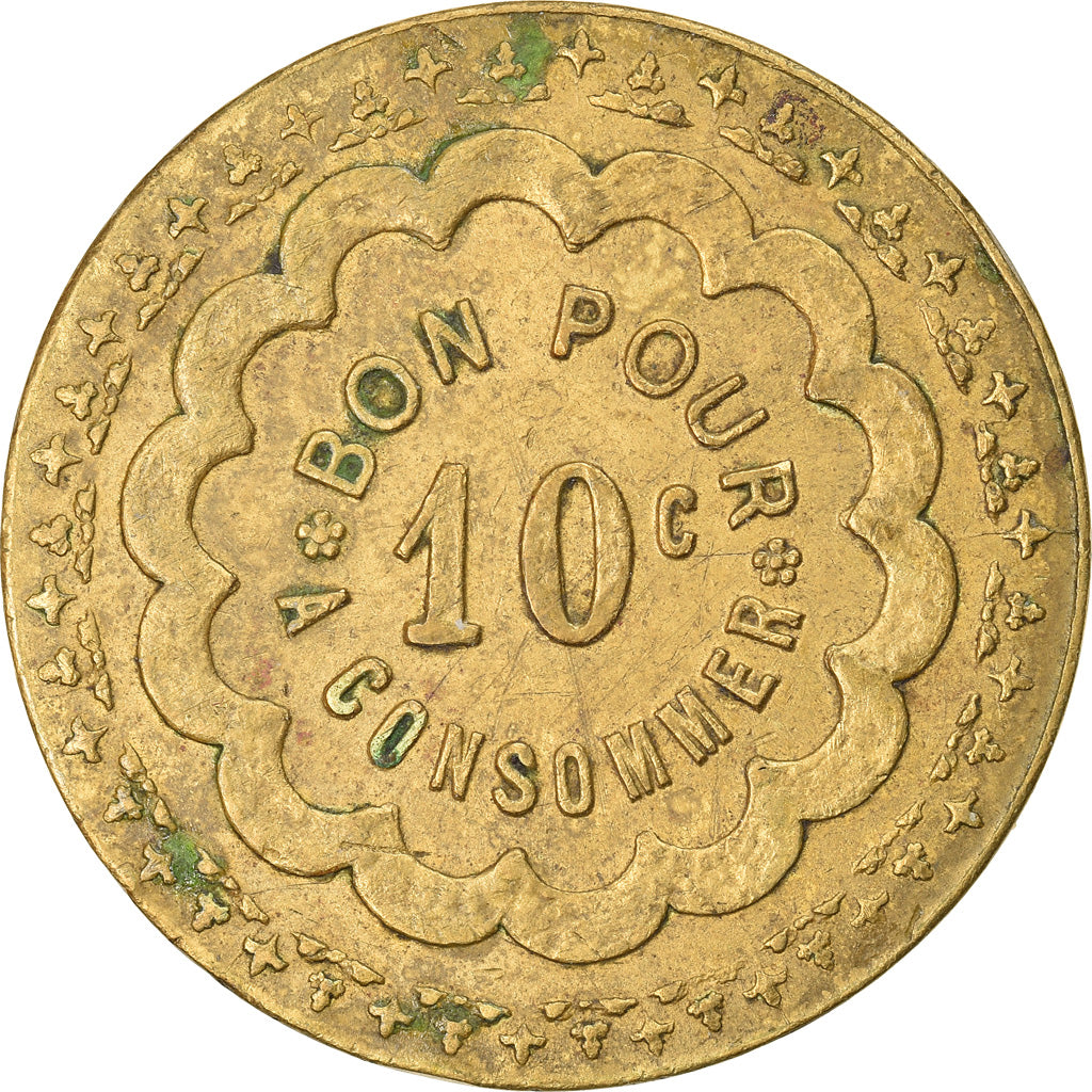 France, 10 Centimes, Jeton à consommer, Valeur faciale des 2 côtés, TTB+