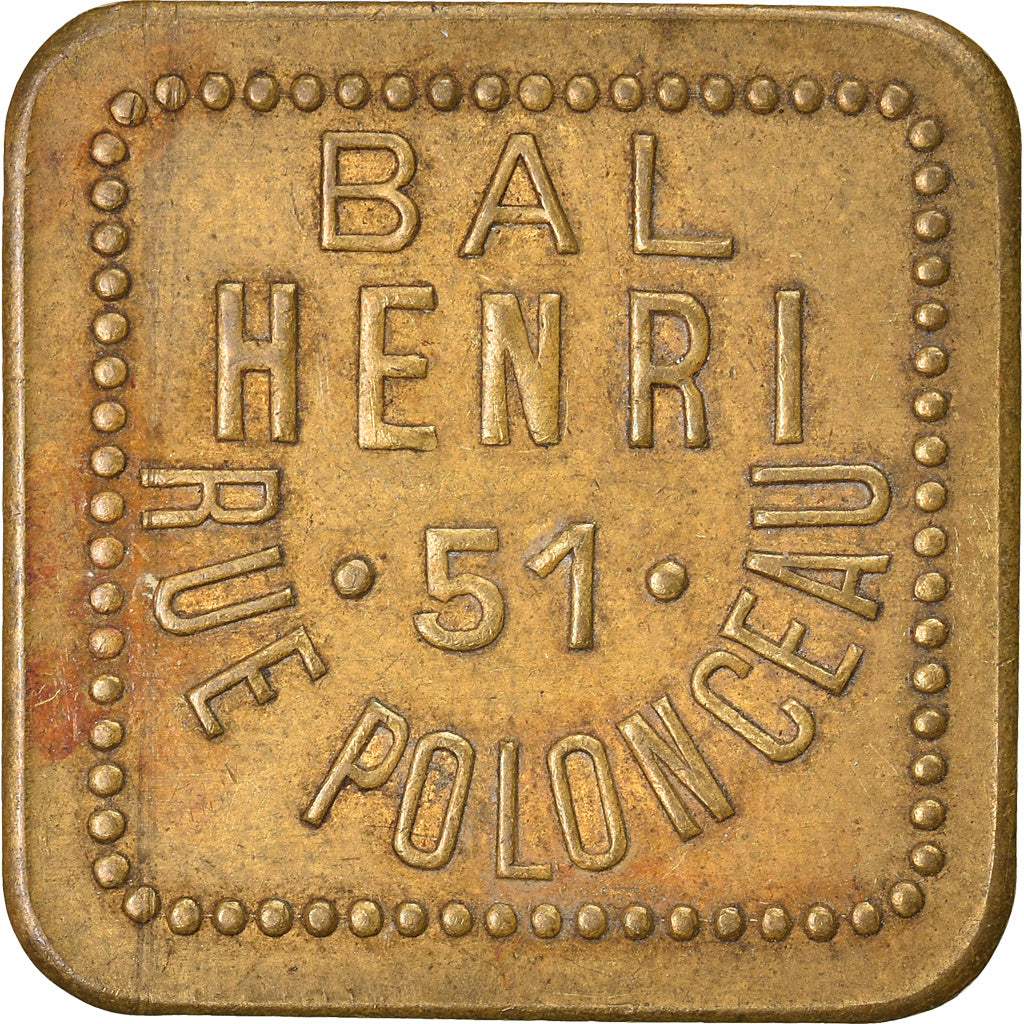France, Jeton, Bal Henri, 51 rue Polonceau, TTB, Laiton