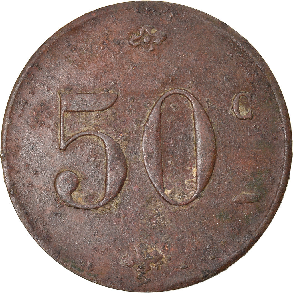 Moneta, Francia, Cantine Delmas, Laon, 50 Centimes, BB, Ottone