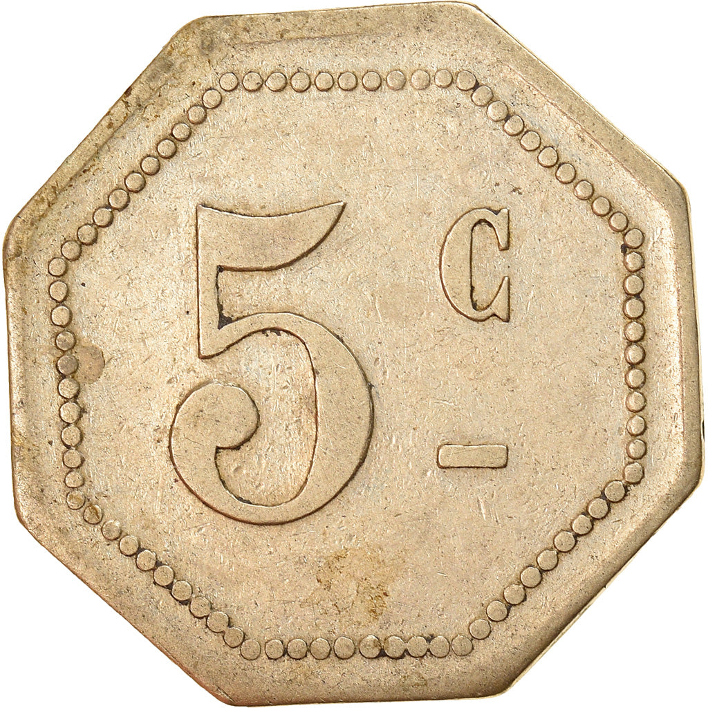 Moneta, Francja, 154ème R.I., Mess des Sous-Officiers, 5 Centimes, EF(40-45)