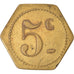 Moneta, Francia, Uncertain Mint, 5 Centimes, Denomination on both sides, BB