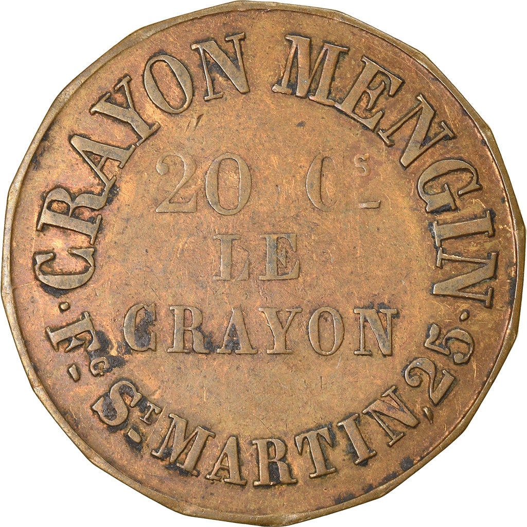 Frankreich, Advertising Token, Paris, Crayon Mengin, 20 Cs le Crayon, SS