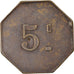 Moneda, Francia, Uncertain Mint, 5 Centimes, Denomination on both sides, MBC