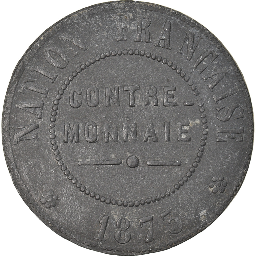 Munten, Frankrijk, Nation Française, Contre-Monnaie, 5 Centimes, 1873, ZF, Zinc