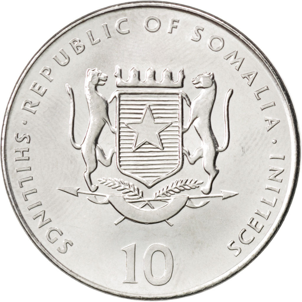 SOMALIA, 10 Shillings / Scellini, 2000, KM #97, MS(63), Nickel Clad Steel, 25,..