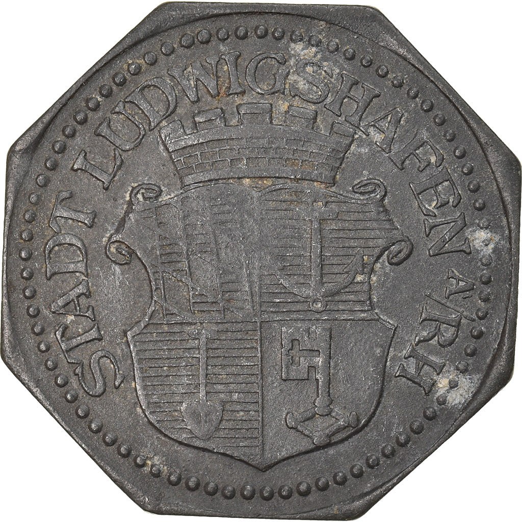 Moneta, Germania, Kleingeldersatzmarke, Ludwigshafen am Rhein, 10 Pfennig, BB