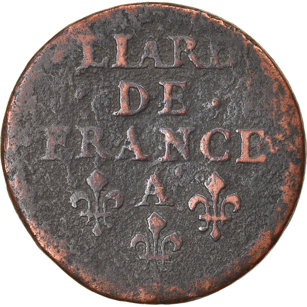 Monnaie, France, Louis XIV, Liard de France, 1657, Corbeil, TB, Cuivre