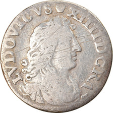 Moneta, Francja, Louis XIV, 4 Sols des Traitants, 1677, Vimy, VF(20-25), Srebro