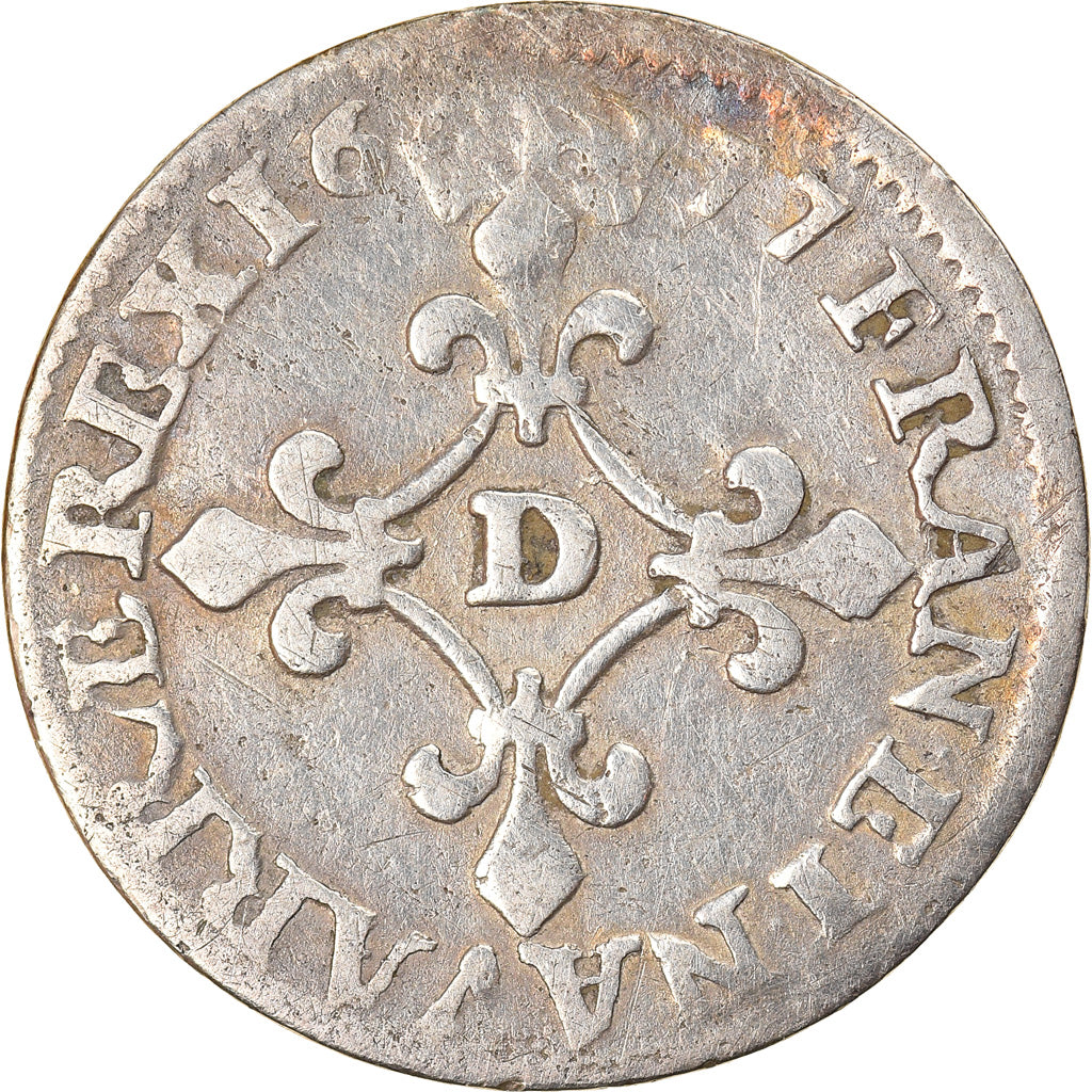 Moneta, Francja, Louis XIV, 4 Sols des Traitants, 1677, Vimy, VF(20-25), Srebro