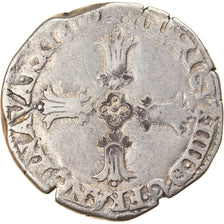 Moeda, França, Henri IV, 1/4 Ecu, 1600, Bayonne, VF(30-35), Prata, Sombart:4686