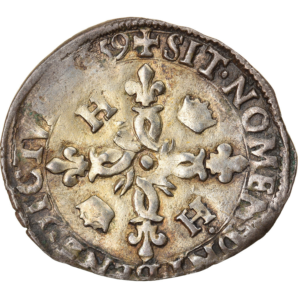 Monnaie, France, Henri III, Douzain aux croissants, 1559, La Rochelle, TTB